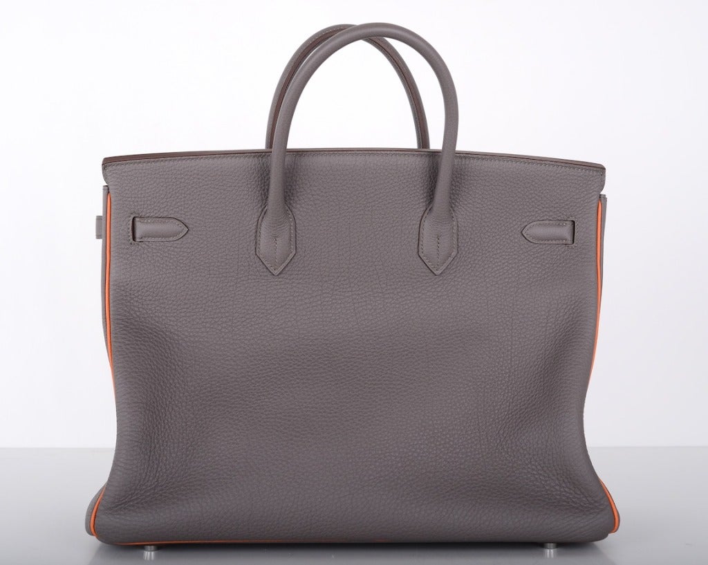 Women's HERMES SPECIAL ORDER HSS 40cm ETAIN WITH ORANGE PIPING & INTERIOR JaneFinds