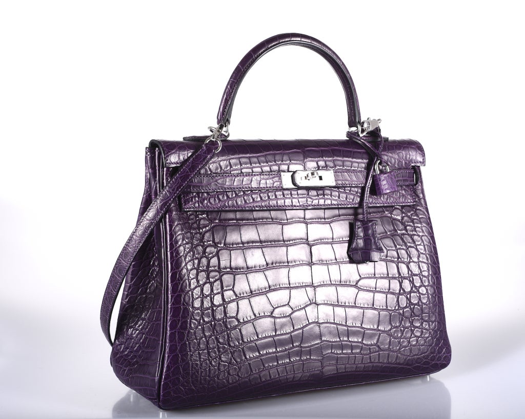 JEWEL HERMES KELLY BAG AMETHYST 35cm ALLIGATOR MATTE COLOR 2DIE!!!! at ...