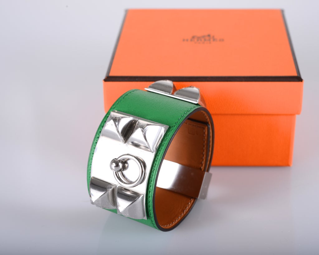 HERMES CDC COLLIER DE CHIEN BRACELET Bambou PALLADIUM MEDOR JaneFinds In New Condition In NYC Tri-State/Miami, NY