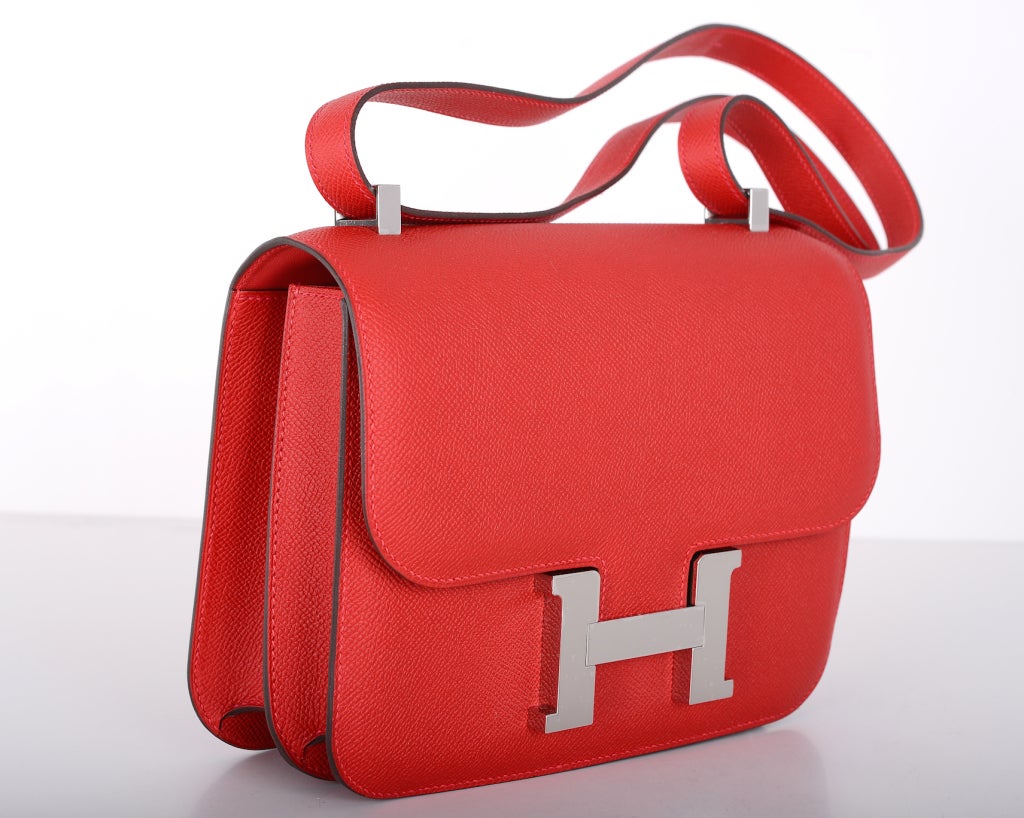 RARE FIND HERMES CONSTANCE BAG 23cm DOUBLE GUSSET ROUGE CASAQUE ...