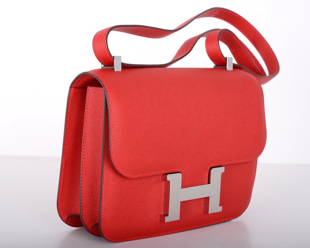 RARE FIND HERMES CONSTANCE BAG 23cm DOUBLE GUSSET ROUGE CASAQUE ...  