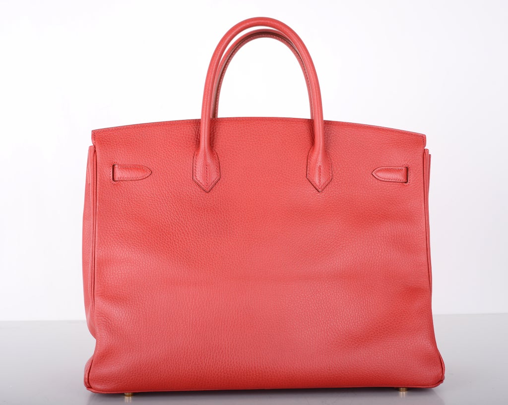 FOREVER.. HERMES 40cm BIRKIN BAG RED WITH GOLD HARDWARE ARDENNE LEATHER In Good Condition In NYC Tri-State/Miami, NY
