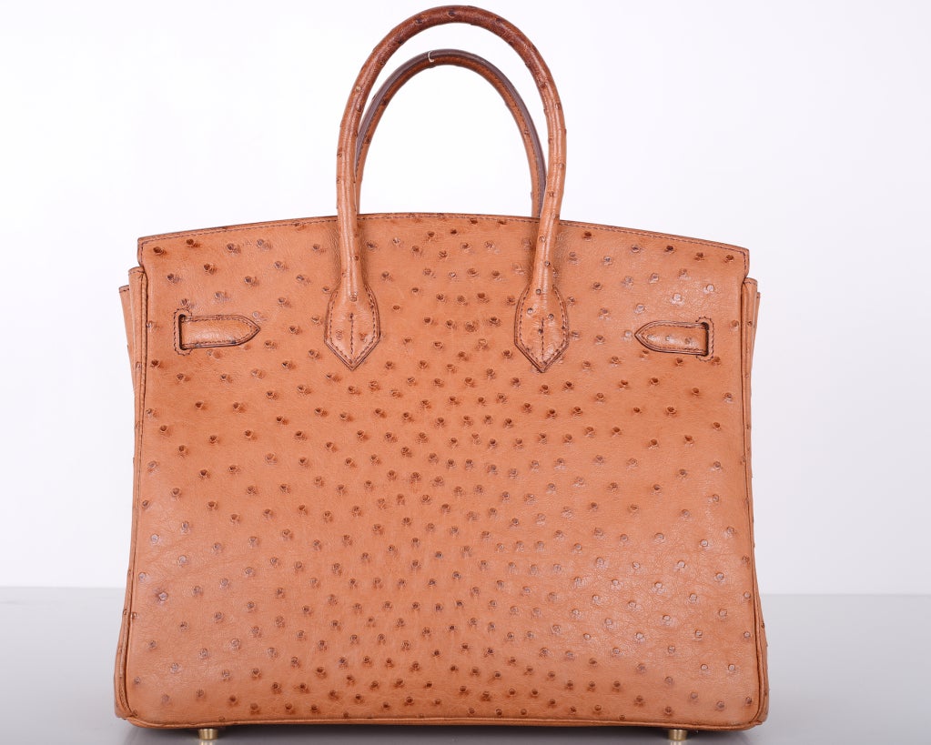 CLASSIC CHIC HERMES BIRKIN BAG 35cm OSTRICH COGNAC GOLD IMPOSSIBLE TO GET! 1