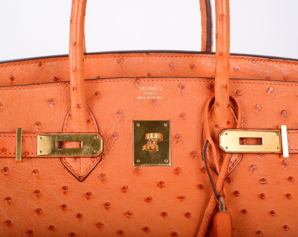 HERMES BIRKIN BAG 35cm OSTRICH ORANGE GOLD HARDWARE IMPOSSIBLE TO GET! Janefinds 1