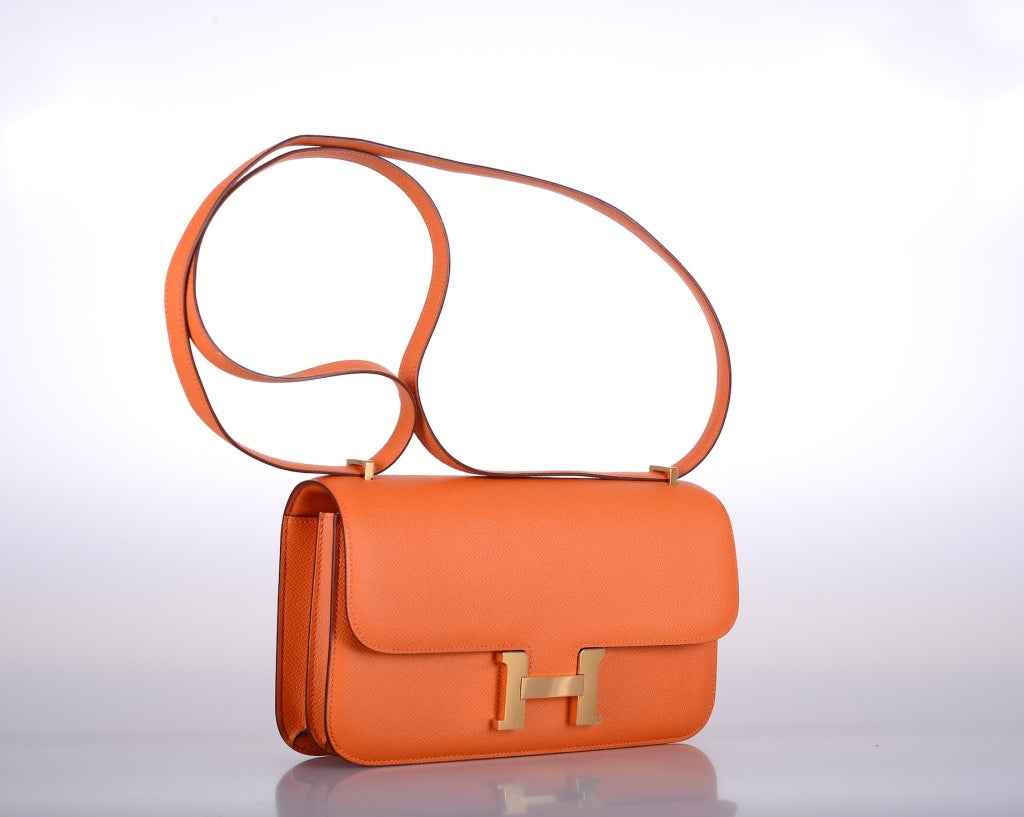 HERMES CONSTANCE ELAN ORANGE with GOLD HARDWARE AMAZING In New Condition In NYC Tri-State/Miami, NY