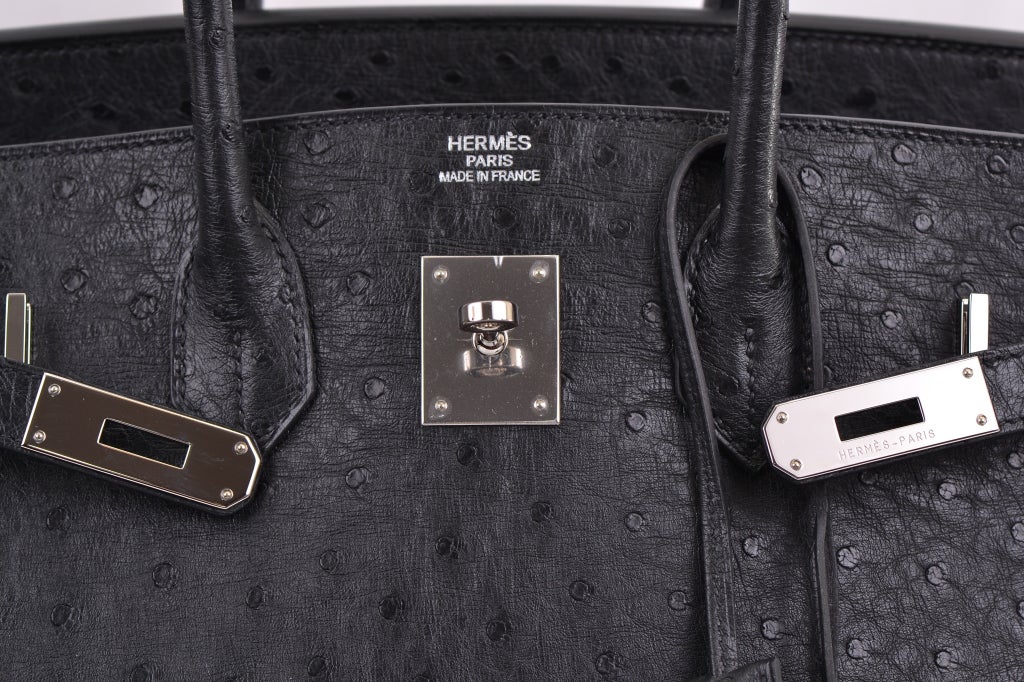 Hermes Birkin Bag 35cm Black Ostrich Palladium Hardware 5