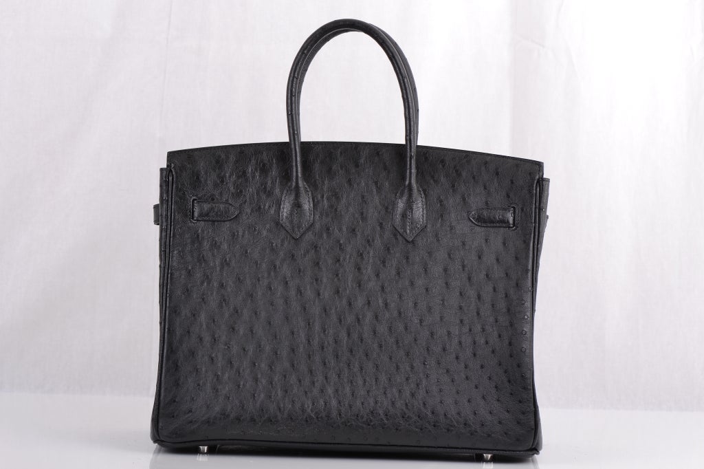 Hermes Birkin Bag 35cm Black Ostrich Palladium Hardware 4