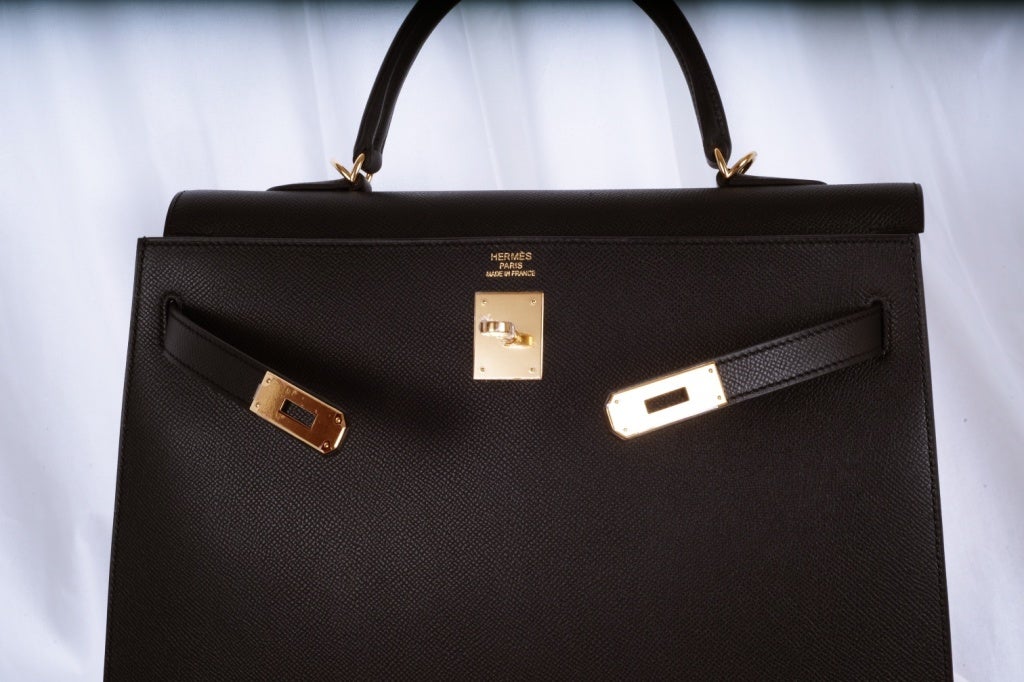 Women's Hermes Kelly Bag 35cm Black with Gold Hardware