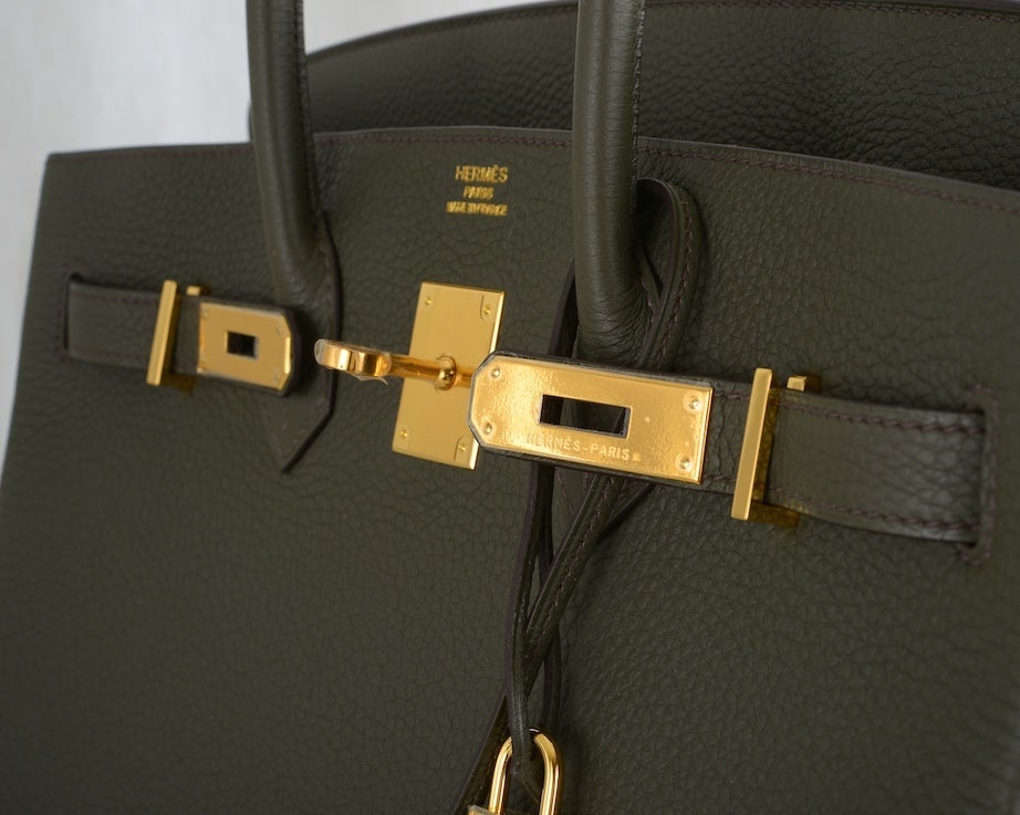 HERMES 35CM BIRKIN BAG VERT GRIS TOGO GOLD HARDWARE... Gorgeous 3