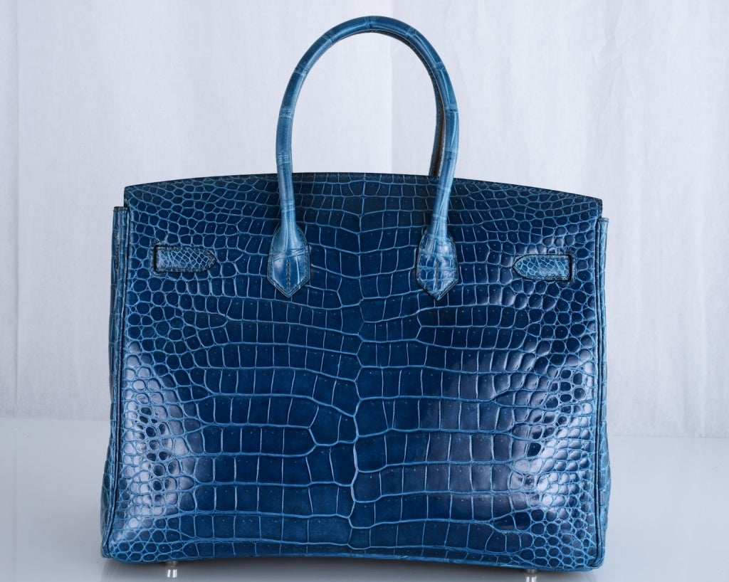 MY BEAUTY! HERMES BIRKIN BAG 35cm BLUE ROI CROCODILE PHW PORO 1