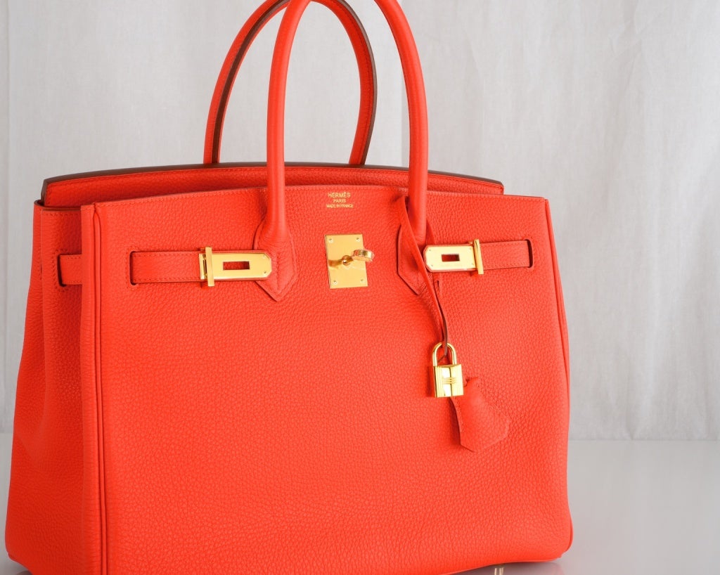 HERMES BIRKIN BAG 35CM CAPUCINE GOLD HARDWARE NEW COLOR! 5