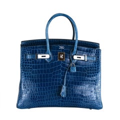 Birkin 25 alligator handbag Hermès Navy in Alligator - 20307580