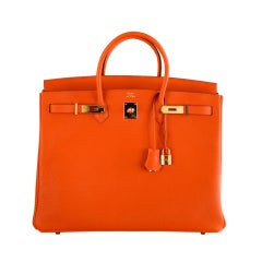 STUNNING! HERMES BIRKIN BAG 40CM HOT ORANGE 40CM GHW