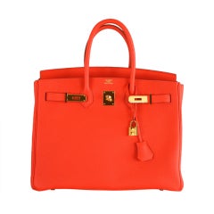 HERMES BIRKIN BAG 35CM CAPUCINE GOLD HARDWARE NEW COLOR!