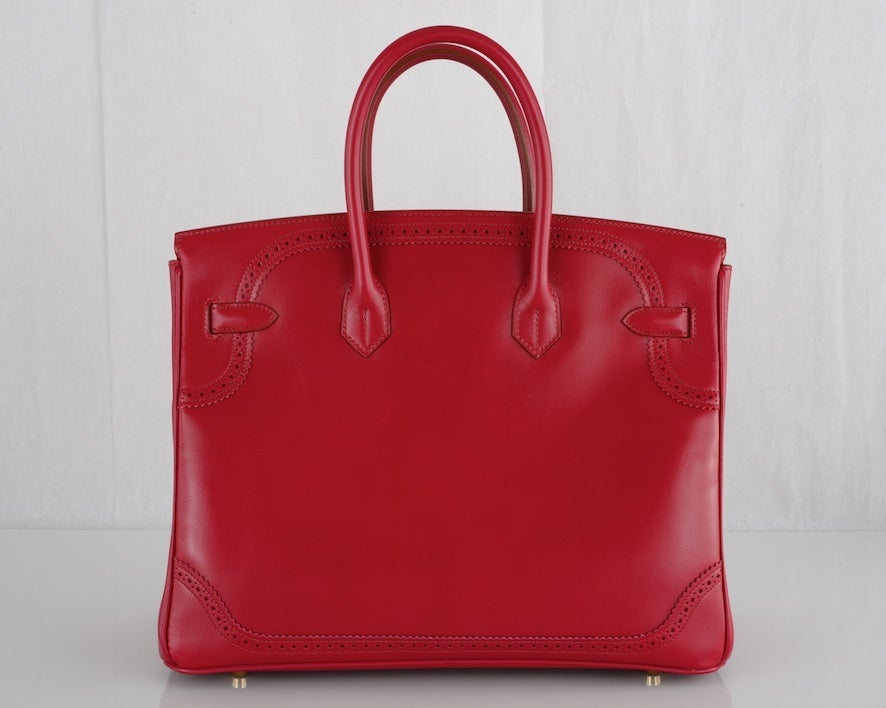 Women's HERMES BIRKIN GHILLIES BAG RUBY RED WITH ROSE GOLD HARDWARE WOW!