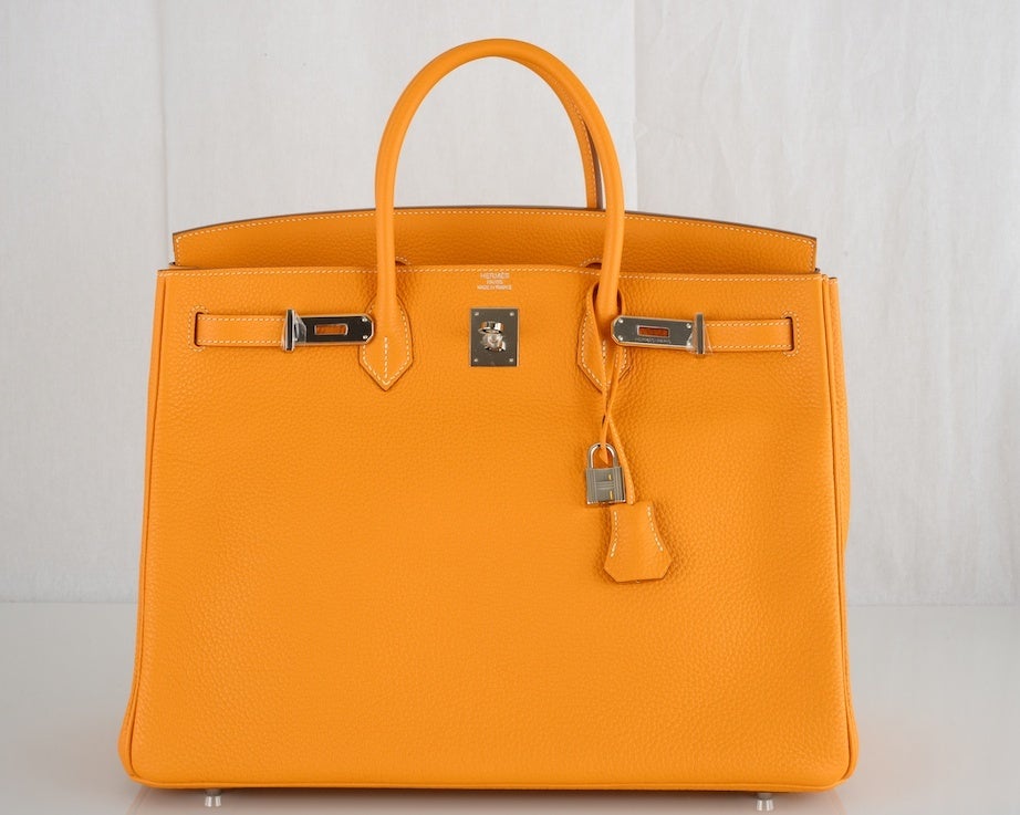 NEW COLOR HERMES BIRKIN BAG 40CM MOUTARDE PALLADIUM HARDWARE