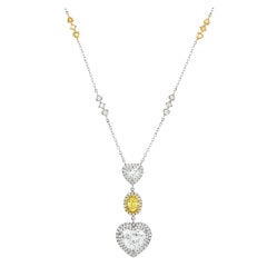 Heart Drop Diamond Canary Oval  Necklace GIA cert