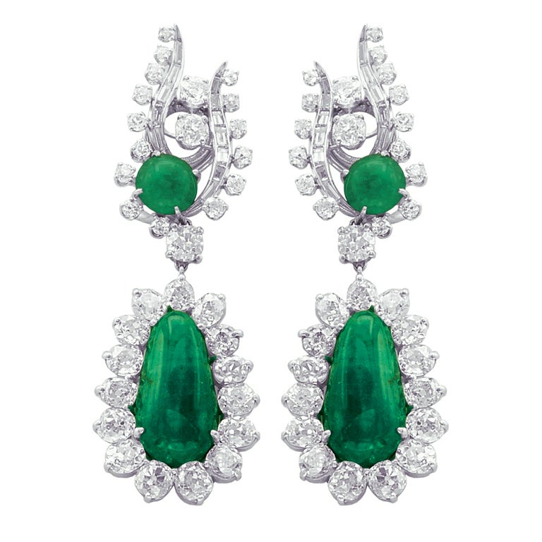 Diana M. Boucles d'oreilles en émeraude de Colombie et diamants