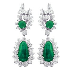 Vintage Diana M. Colombian Emerald and Diamond Earrings