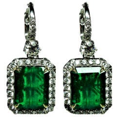 Exquisite 9.55 CT GIA Colombian Emerald Earrings 11