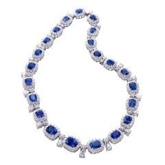 Natural Unheated Sapphire Diamond Necklace
