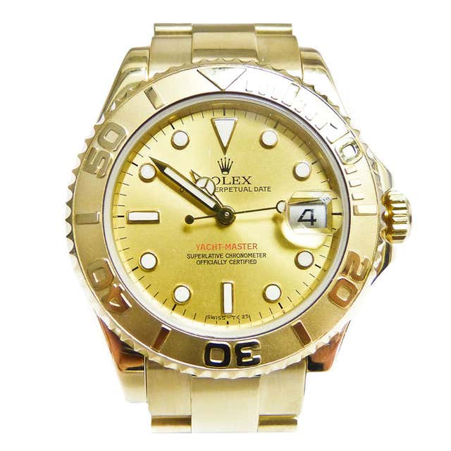 ROLEX Yellow Gold Yacht-Master Mid-Sized Wristwatch at 1stDibs