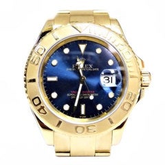 ROLEX Yellow Gold Yacht-Master Wristwatch with Blue Dial