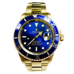 ROLEX Yellow Gold Automatic Submariner Wristwatch with Date