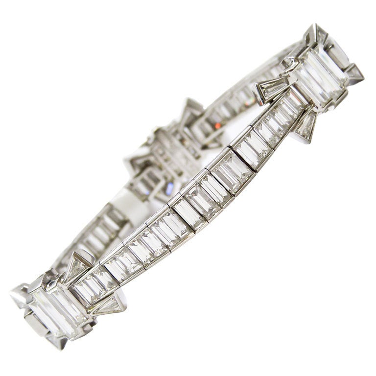 Baguette Diamond Bow Bracelet For Sale