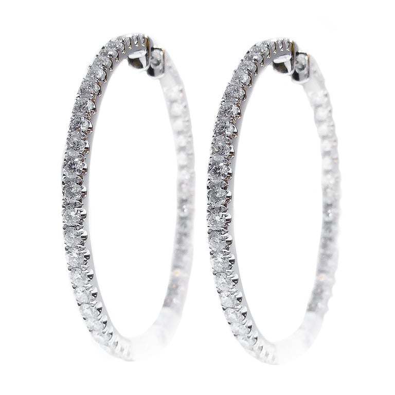 Inside Out Diamond Hoop Earrings For Sale at 1stDibs