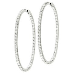 Special Oval Shaped Inside Out Diamond Hoop Earrings 5