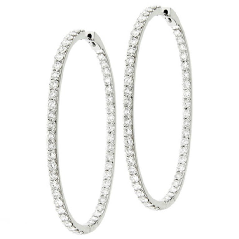 Special Oval Shaped Inside Out Diamond Hoop Earrings For At 1stdibs Special Oval Shaped Inside Out Diamond Hoop Earrings For