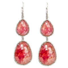  Pink Sapphire & Diamond Slice Earrings