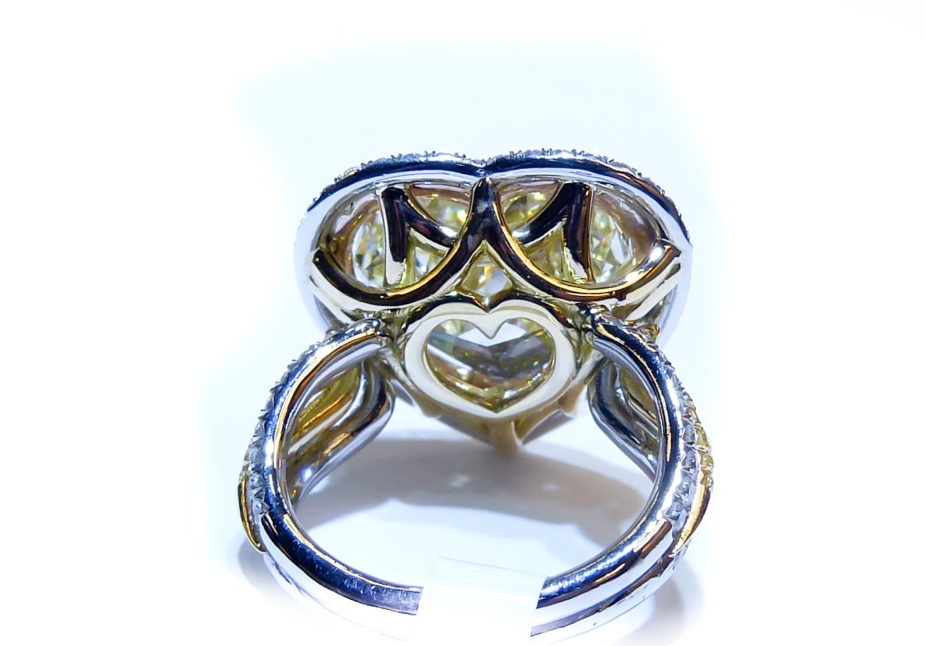Art Deco Spectacular Fancy Yellow Heart Shape Diamond Ring