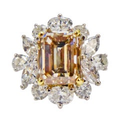Cluster Fancy Brownish Yellow Diamond Ring