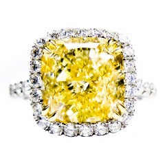 Stunning Fancy Yellow Diamond Platinum Ring