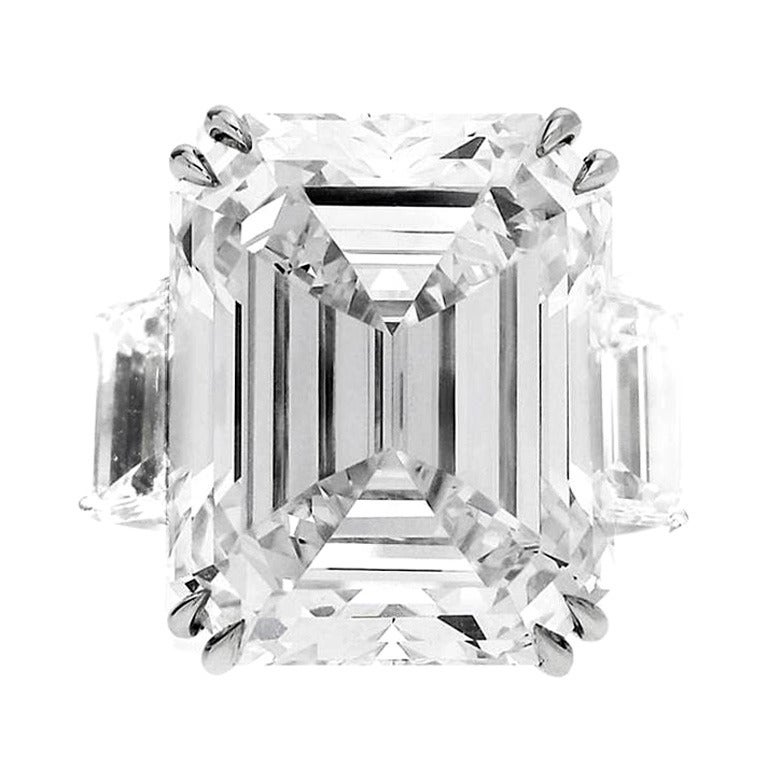 GIA Certified 13.50 carats Emerald Cut Diamond  Engagement Ring For Sale