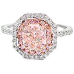 Natural Fancy Light Pink Radiant Cut Diamond Engagement Ring