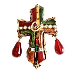 Vintage CHRISTIAN LACROIX 'Cross' Brooch 1990s