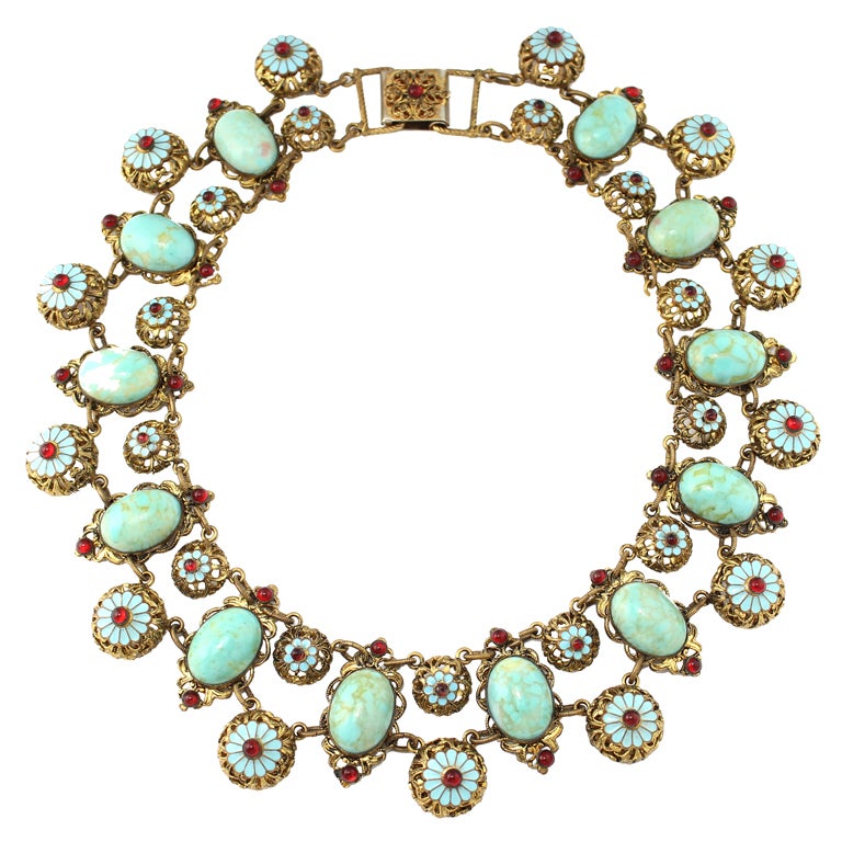 Hungarian Turquoise Necklace For Sale