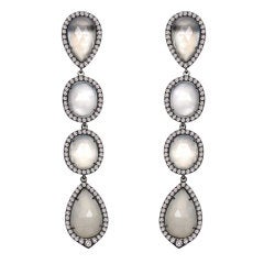 SUTRA Drop Moonstone and Pave Diamond Earrings