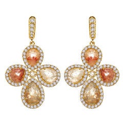 SUTRA Petal Colored Rose Cut Diamond Earrings