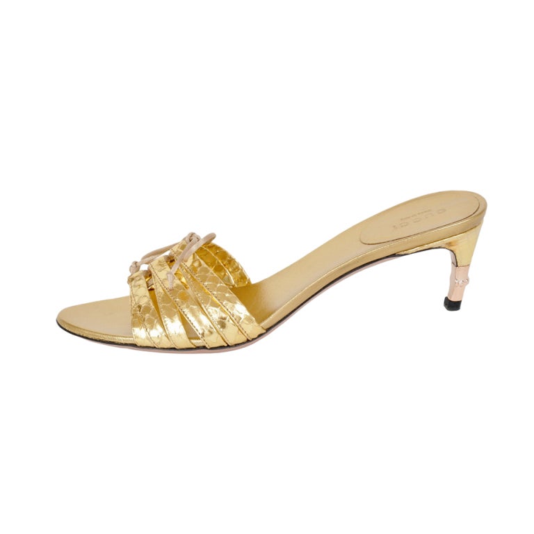TOM FORD for GUCCI GOLD METALLIC PYTHON SANDALS