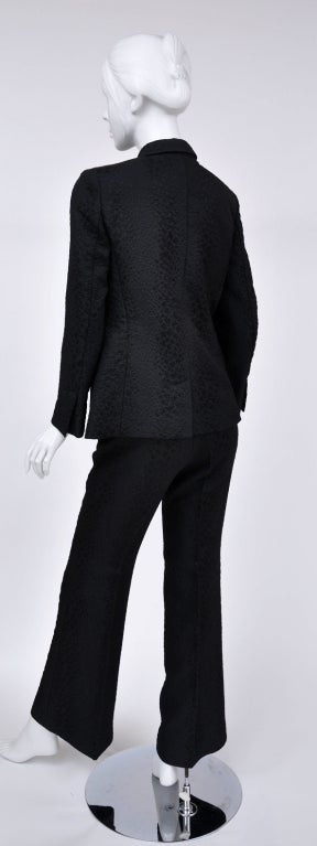 Black S/S 2000 Vintage Tom Ford for Gucci Crocodile textured Pant Suit with Pin
