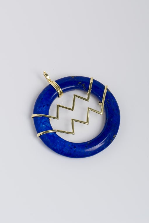 Gold and Lapis Zodiac Pendant