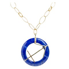 Lapis and Gold Zodiac Open Ring Charm
