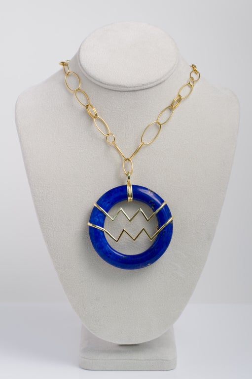 Lapis and Gold Zodiac Open Ring Charm