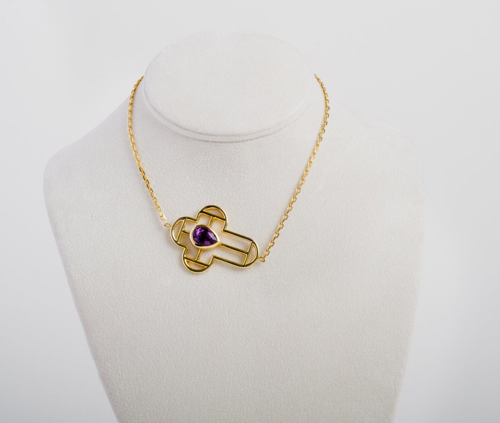 Gold Cross Charm with Topaz