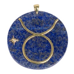 Gold and Lapis Zodiac Sign Charm with Diamond Star