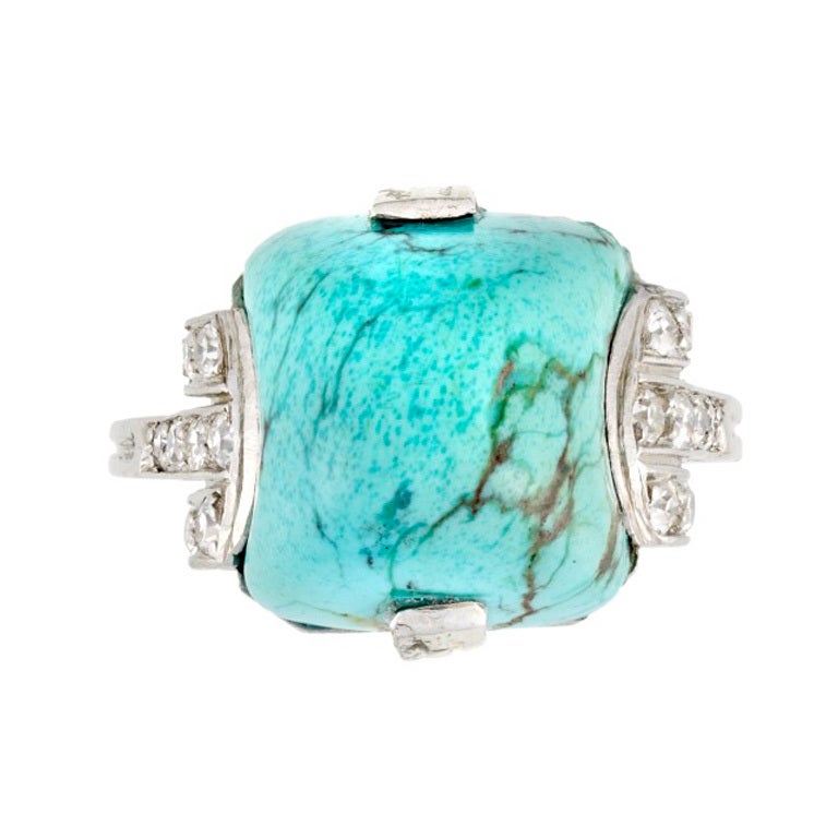 Sugarloaf Turquoise and Diamond Ring